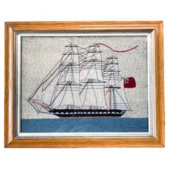 British Sailor’s Woolwork of a Merchant Ship Flying the Red Ensign, Circa 1875