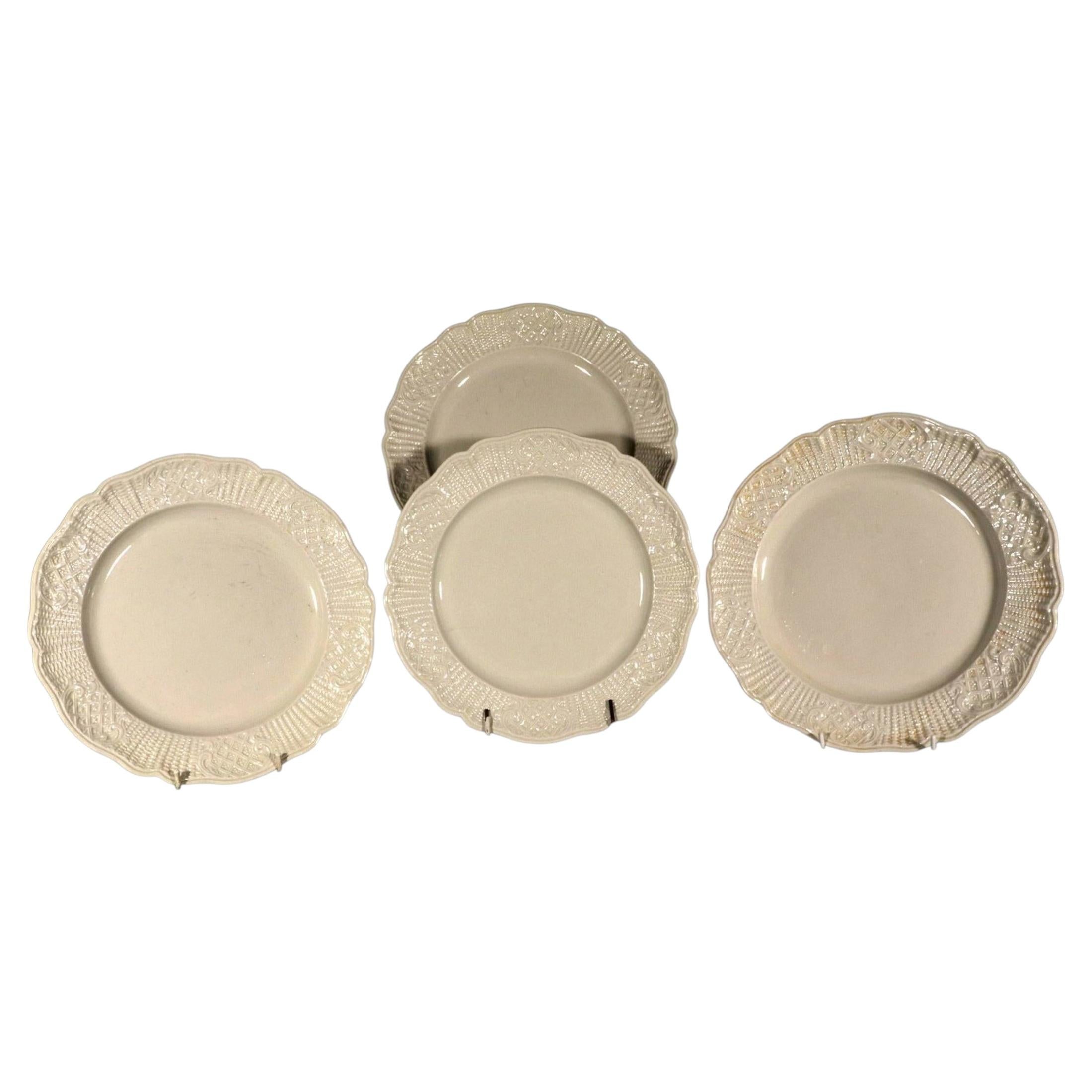 Creamware Plates with Mosaic Molded Border, Set of Four, English, Circa 1770