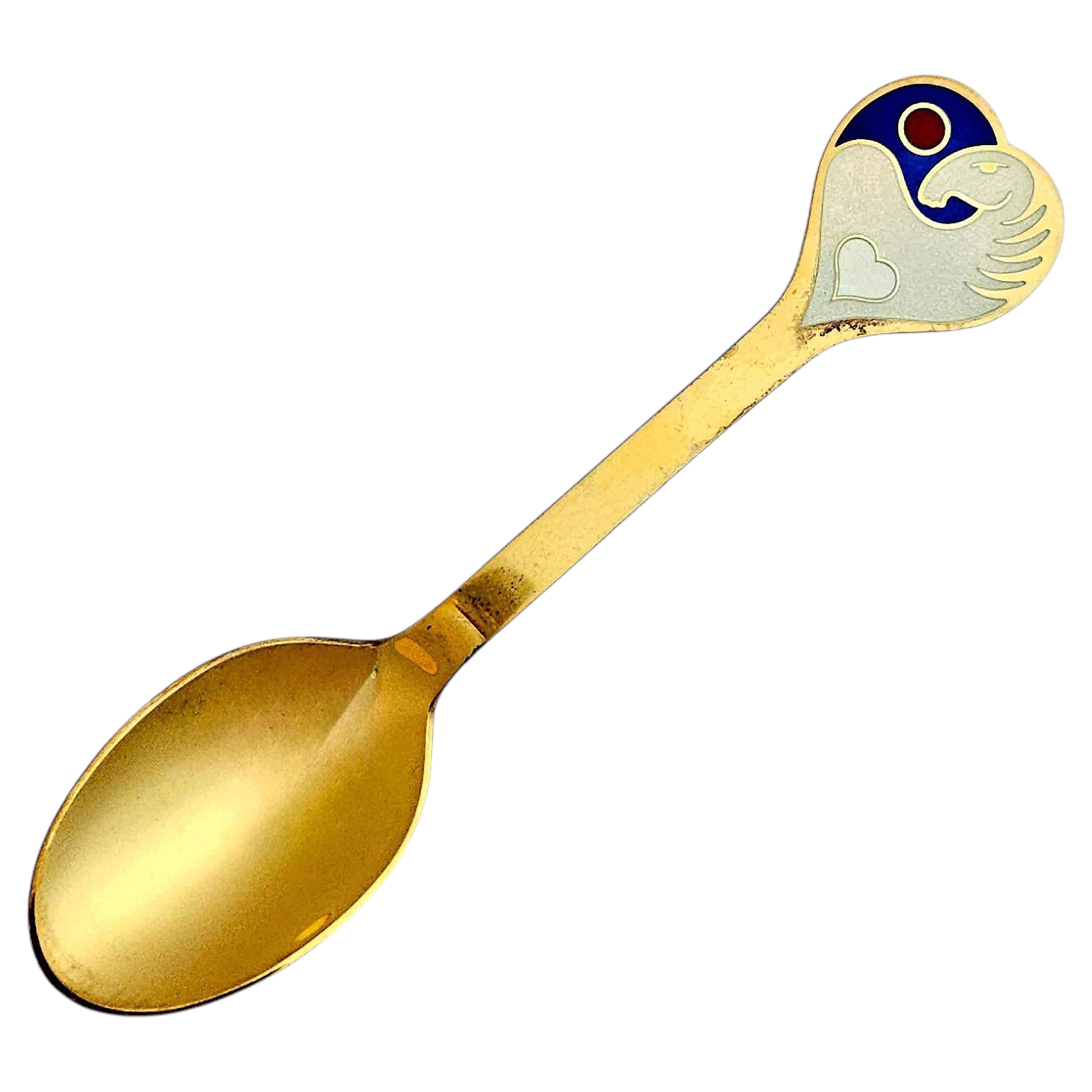 Cuillère de Noël en argent plaqué or et émail d'Anton Michelsen, Vibeke Alfelt, 1978