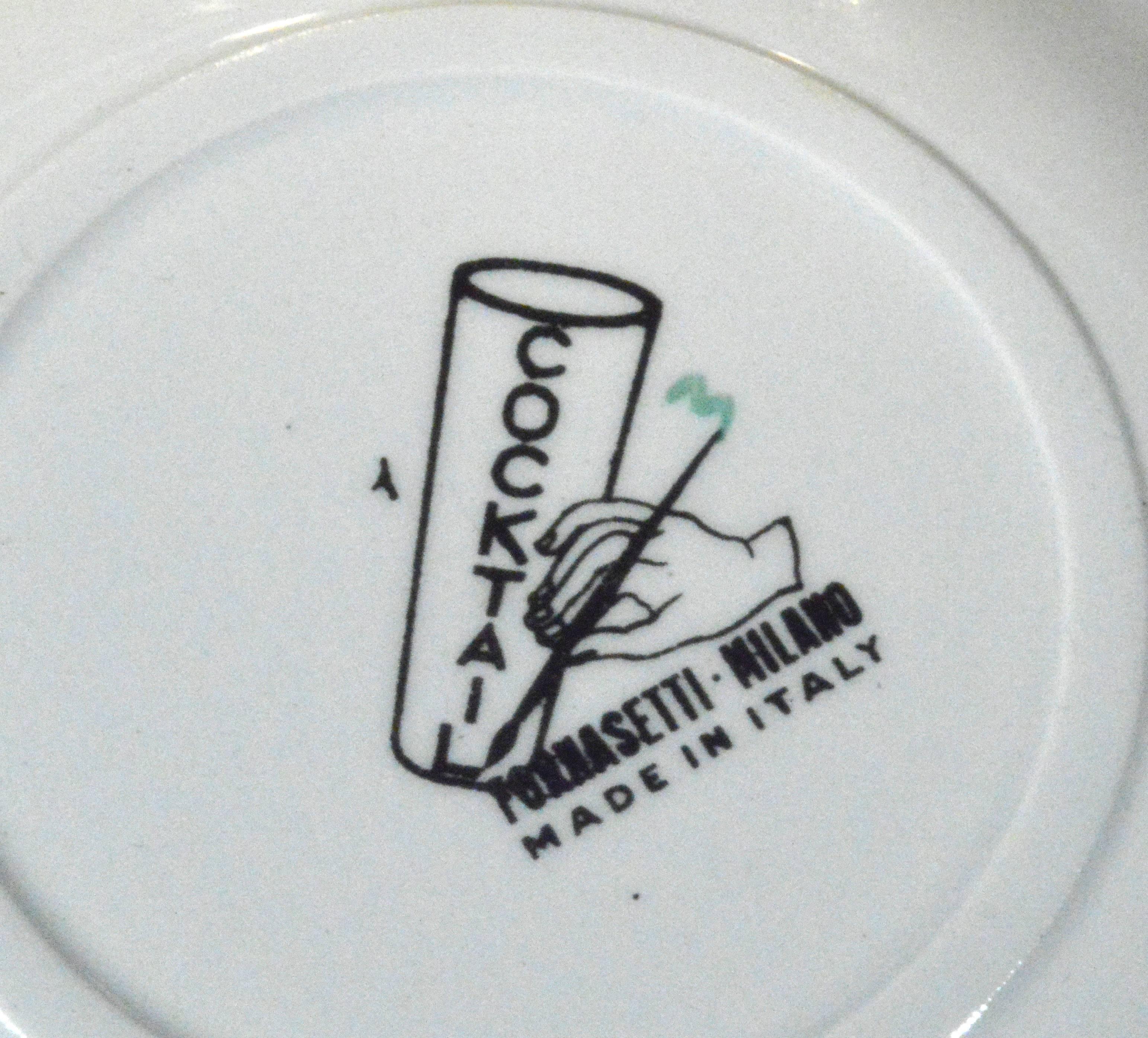 Piero Fornasetti Untersetzer mit Cocktail-Rezepten mit Original-Goldbox (Italienisch)