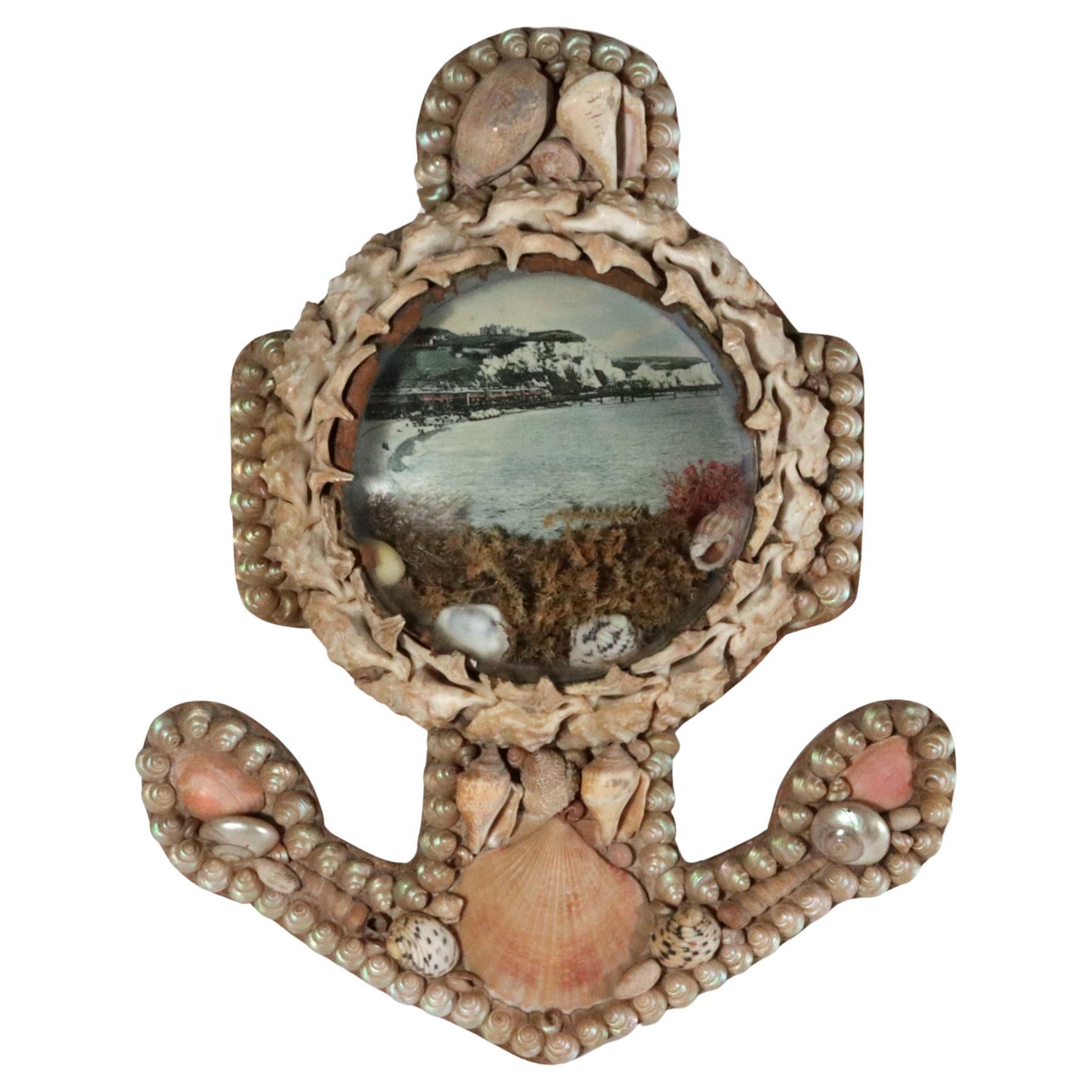 Edwardian Shellwork Valentine Diorama of Dover with its Pier and Iconic Cliffs For Sale