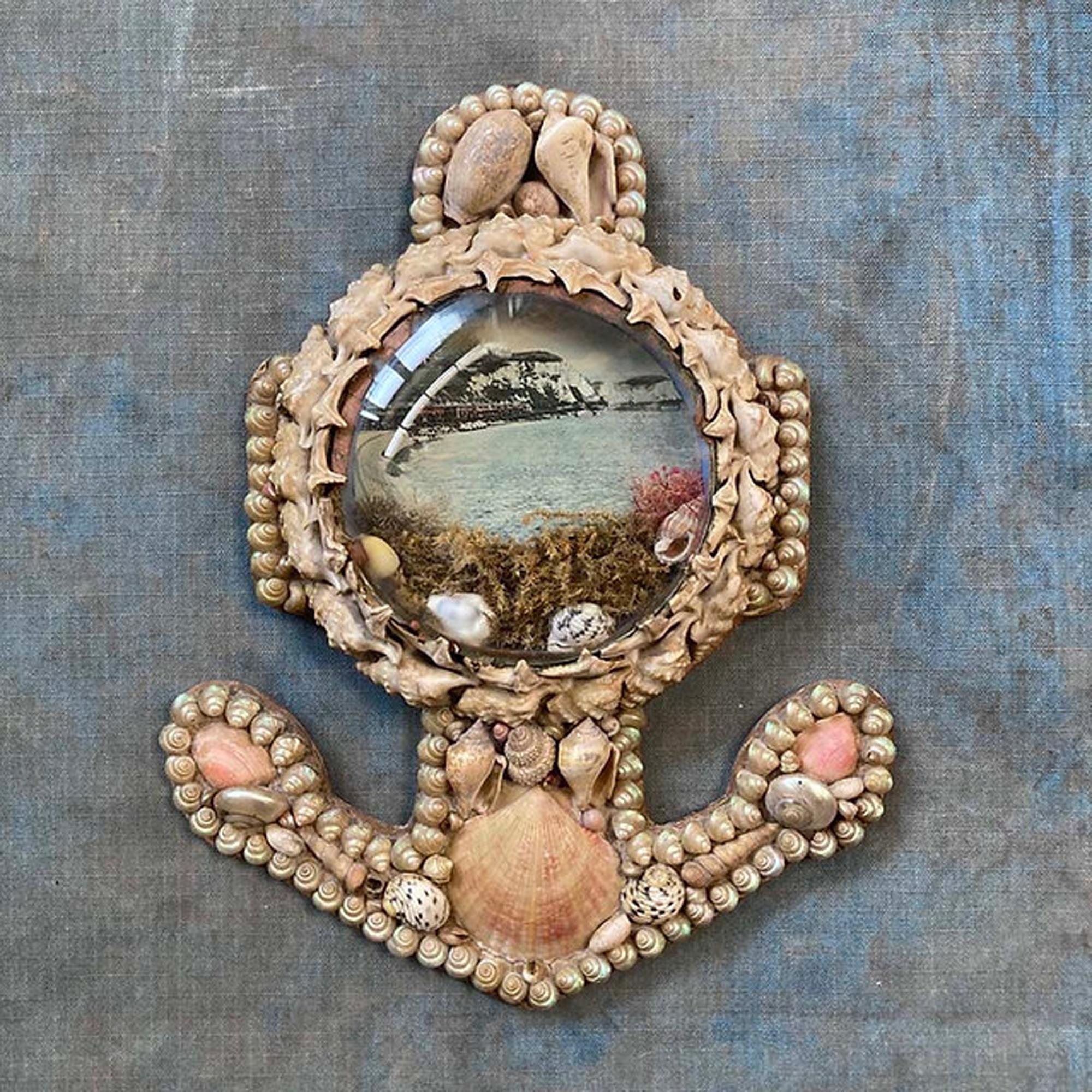 Edwardian Shellwork Valentine Diorama of Dover with its Pier and Iconic Cliffs For Sale 2