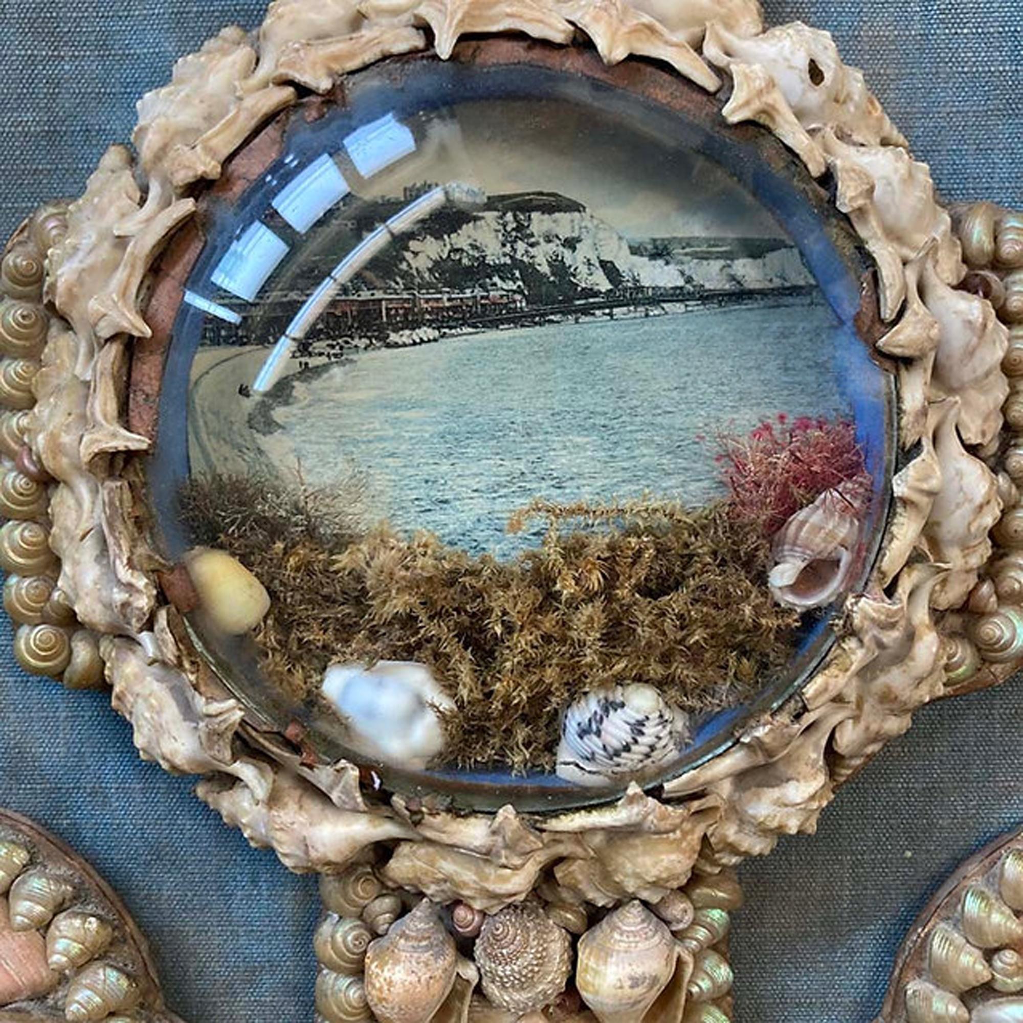 Edwardian Shellwork Valentine Diorama of Dover with its Pier and Iconic Cliffs For Sale 3