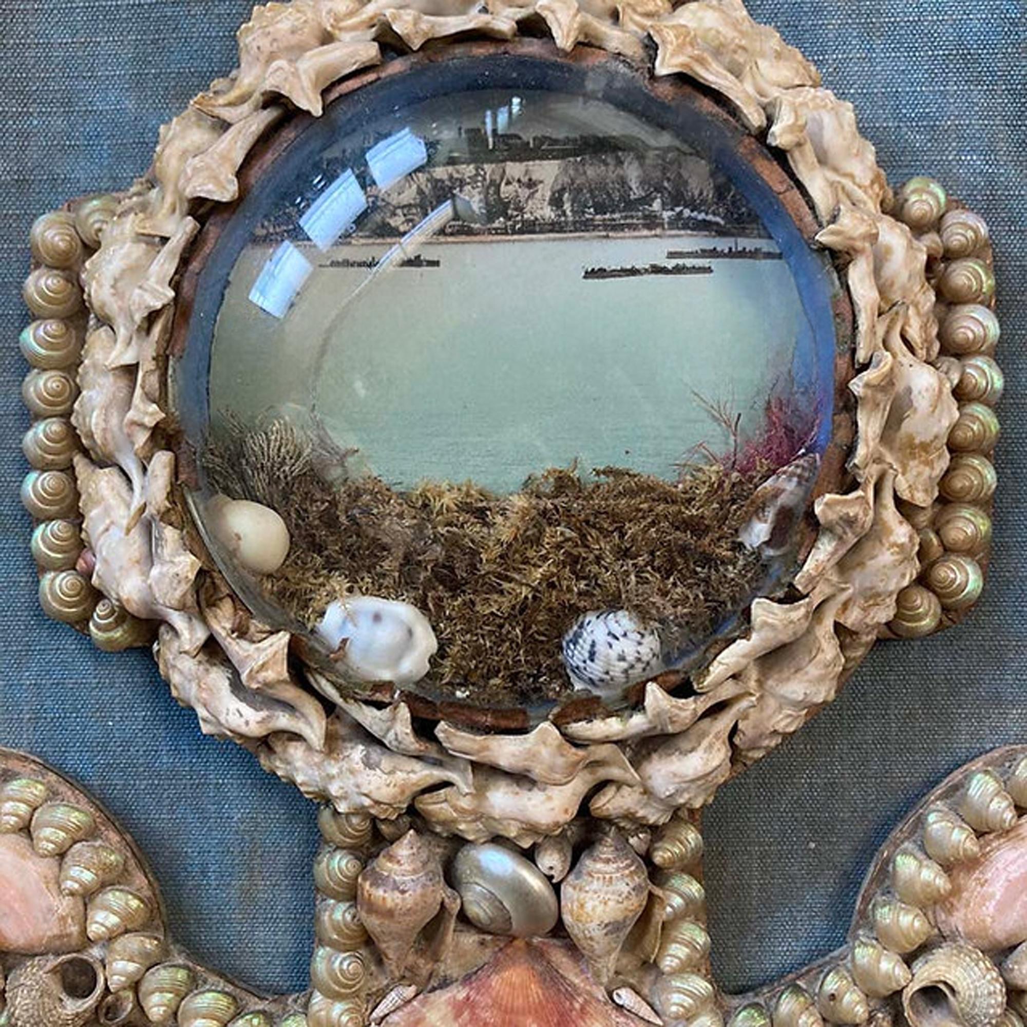 Edwardian Shell Valentine- Anchor-shaped Diorama-Ships off Dover & its Cliffs For Sale 4