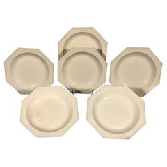 English Plain Creamware Soup Plates- a Set of Six