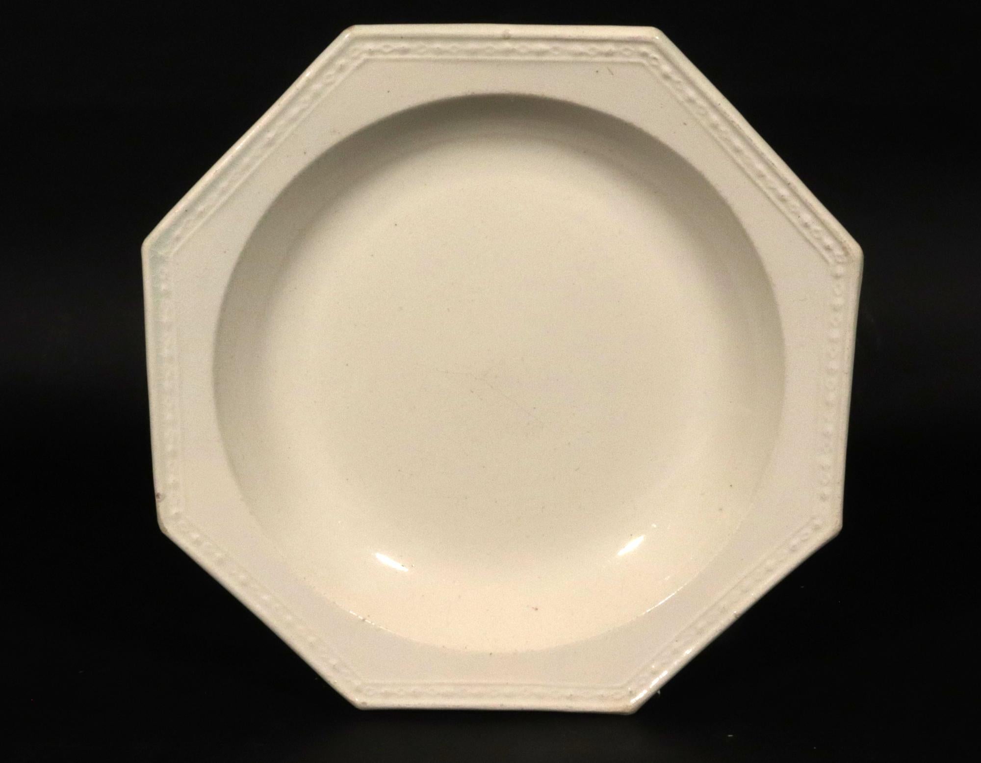 18th Century English Plain Creamware Soup Plates- a Set of Six For Sale