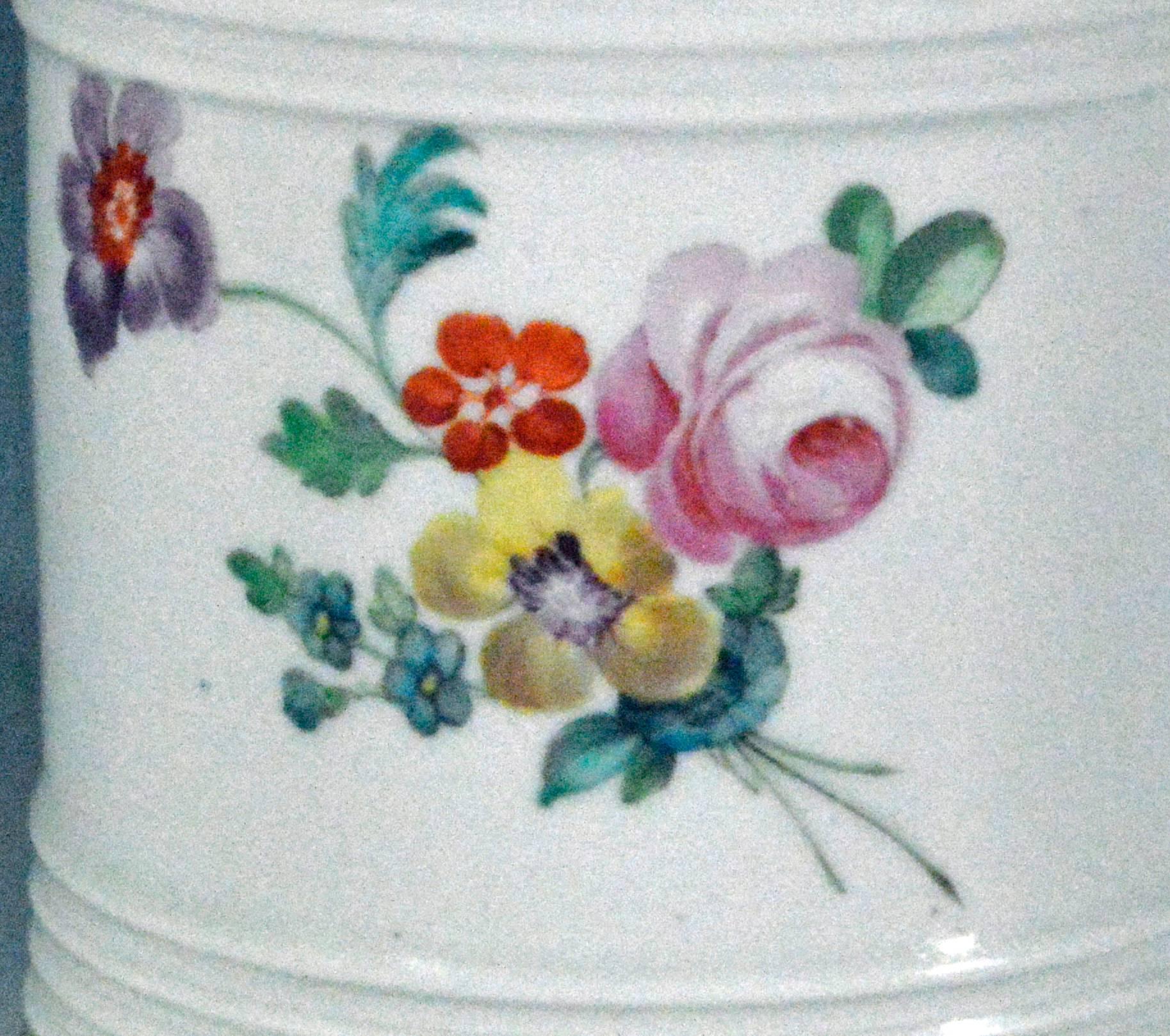Georgian Derby Porcelain Botanical Tankards Painted by Edward Wither