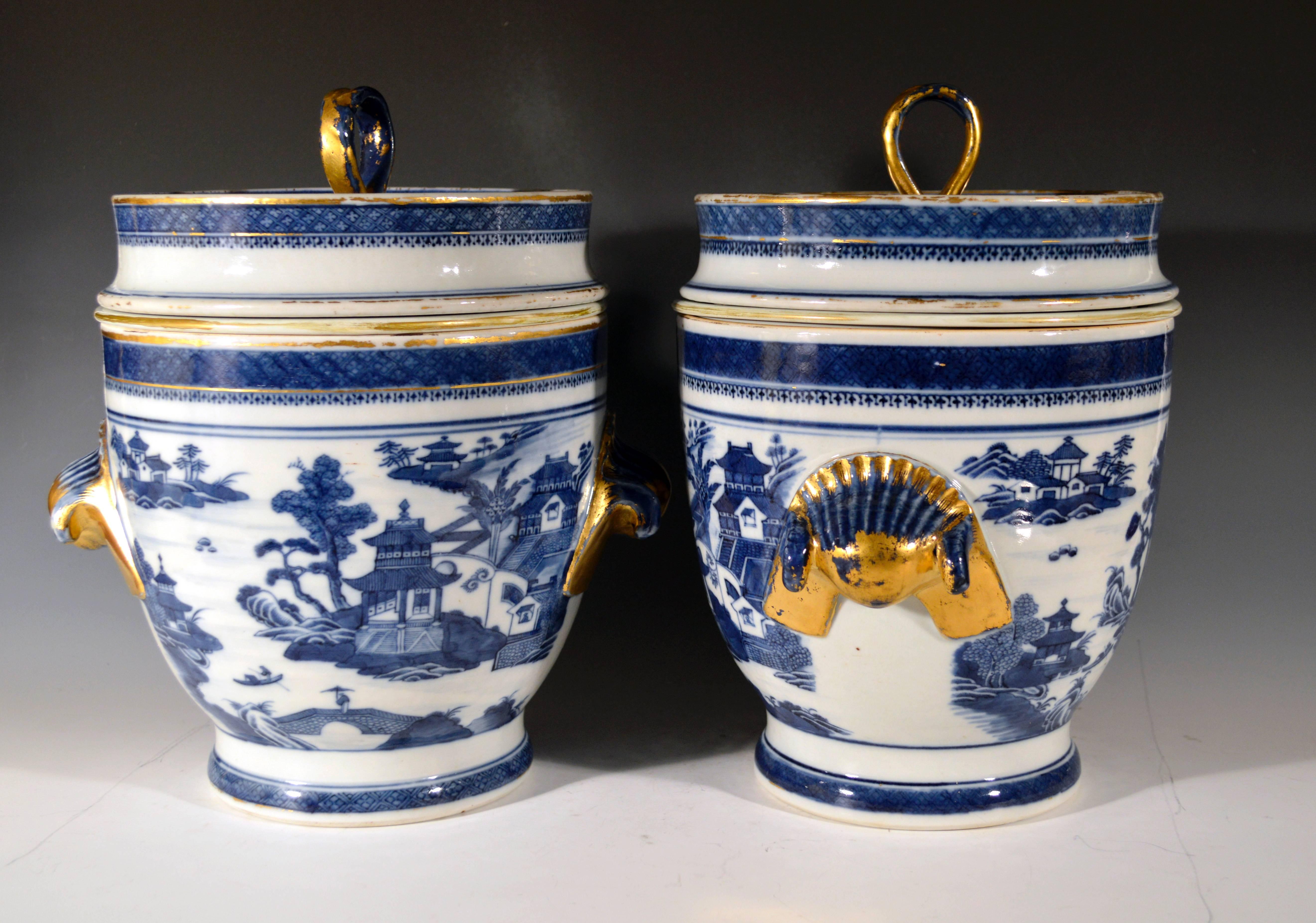 Chinese Export Chinese Blue and White Fruit Coolers, Liners and Covers, circa 1790-1810