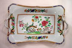 Spode Stone China "Double Peacock" Pattern Pair of Baskets