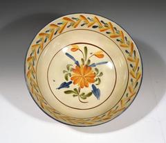 English Pottery Botanical Punch Bowl in Pratt Colours