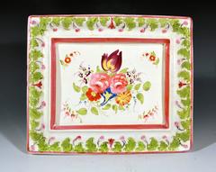 Bristol Pottery Pearlware Botanical Painted Plaques