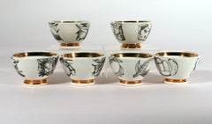 Fornasetti Ceramic Appetizer Bowls, Complete Set of Six, circa 1960