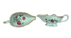 Chinese Export Famille Rose Silver-Shape Sauce Boats, Pair, Qianlong Circa 1765