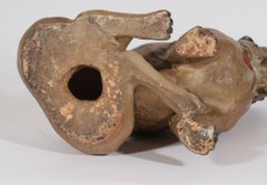 Perrito pug austriaco de terracota, a tamaño real y sentado, con ojos de cristal, siglo XIX