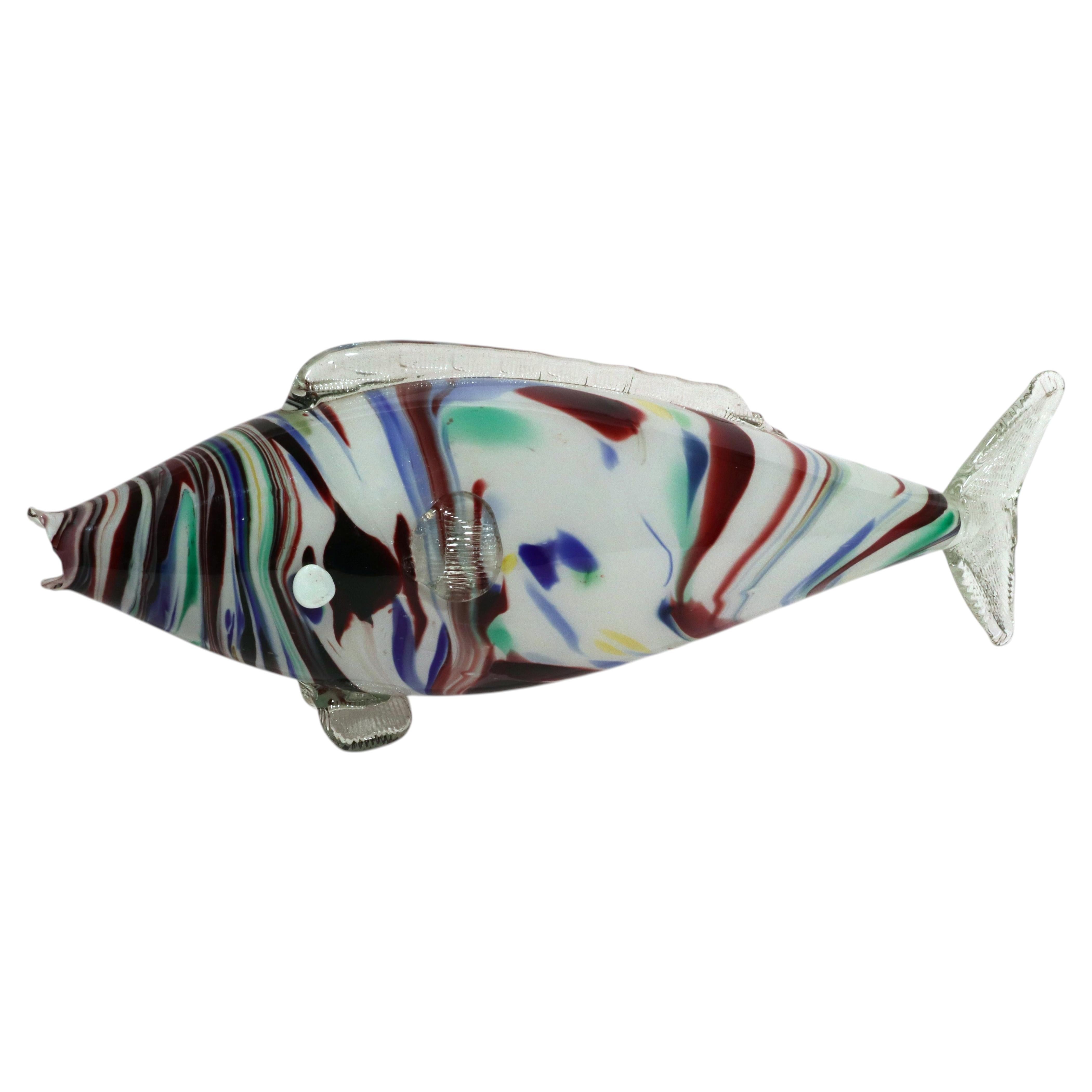 Large Murano End of Day Glass Fish Vase, Italy, 1960s
