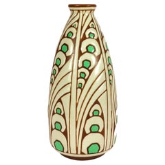 Jarrón de gres Art Déco de Charles Catteau Boch Frères Keramis, diseño D.1005, 1925