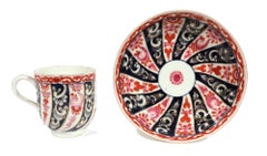 First Period Worcester Queen Charlotte Pattern Large Coffee Cup & Saucer, 1770