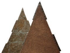 Debra Sachs Split Pyramid II Two-Part Sculpture in Sand and Copper over Wood