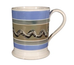English Pottery Large Mocha Earthworm Tankard, Pearlware, Circa 1825