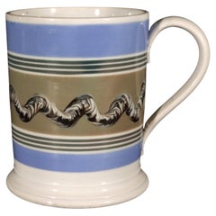 English Pottery Large Mocha Earthworm Tankard, Pearlware, Circa 1825
