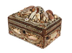 Victorian Shellwork Sewing and Jewelry Box with Mirrored Fitted Interior