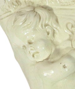 Creamware Cornucopia Wall Pocket, Cherub Emblematic of Autumn, English c. 1790