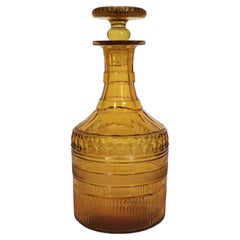 English Regency Amber Cut Glass Straight-Sided Decanter and Stopper, Circa 1825