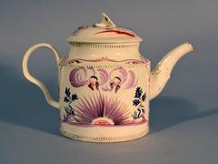 English Creamware William Greatbatch Pottery Teapot Decorated with Aurora, 1770s