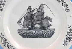 Liverpool Creamware Plate with American Flag Brig, Probably Herculaneum, c.1800