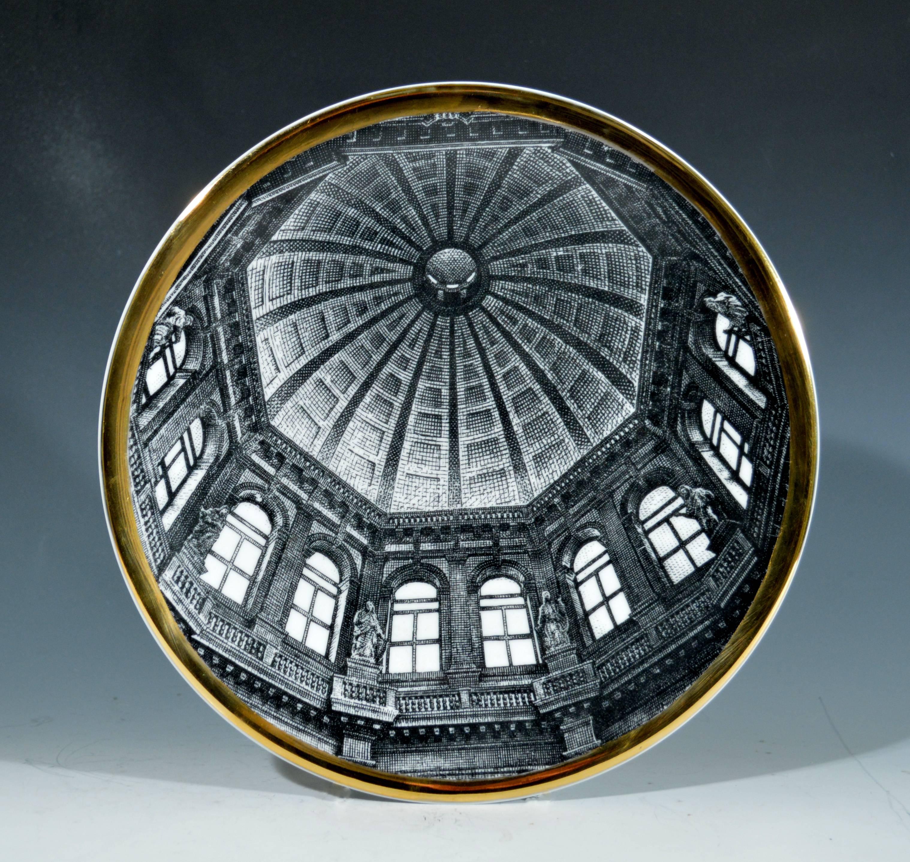 Mid-Century Modern Vintage Piero Fornasetti Set of Six Plates of Church Domes, Cupole d'Italia