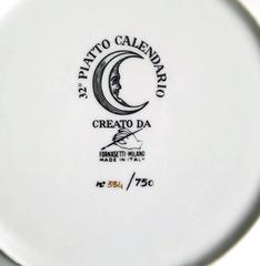 Barnaba Fornasetti Calendar Plate for 1999