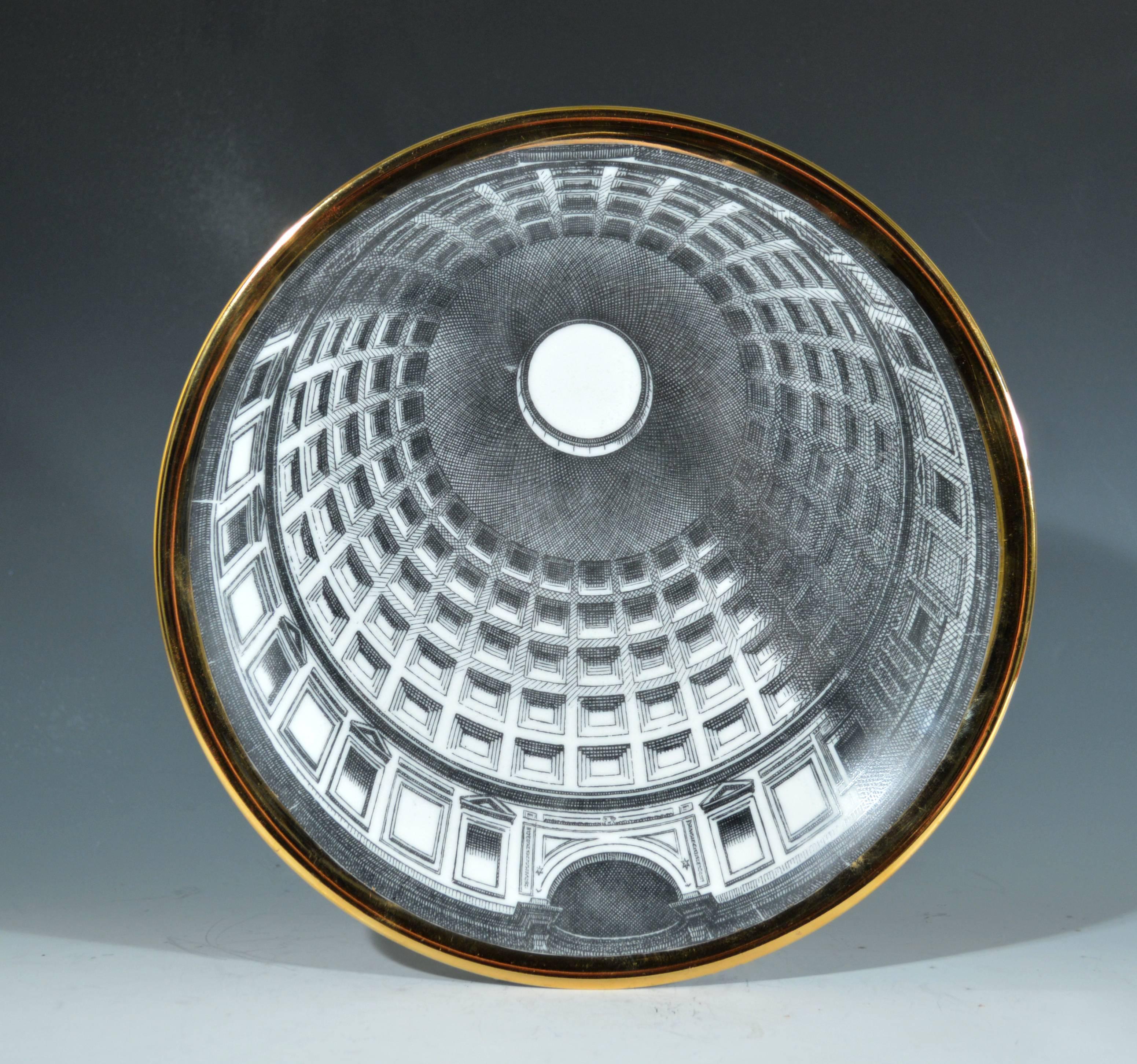 Mid-Century Modern Vintage Piero Fornasetti Set of Six Plates of Church Domes, Cupole d'italia