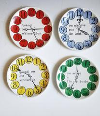 Piero Fornasetti Set of Eight "Quand on Arrive" Clock Coasters