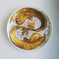 Vintage Piero Fornasetti Pisces Porcelain Zodiac Plate, Astrali Pattern, Pisces