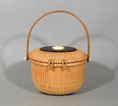 Vintage Nantucket Lightship Rattan Basket by Rev. Warren Bouton of Nantucket