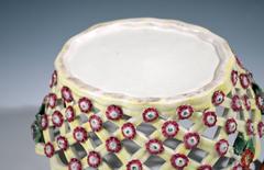 First Period Worcester Porcelain Yellow-Ground Openwork Fruit Basket