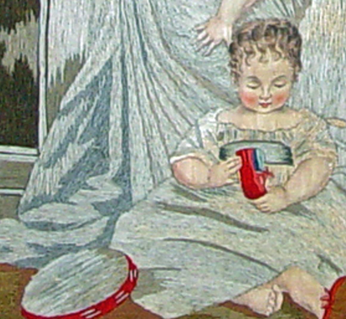Regency-Bild von Mutter und ihren Kindern aus Seide und Wolle aus der Regency-Zeit, nach John Hoppner RA (Georgian) im Angebot