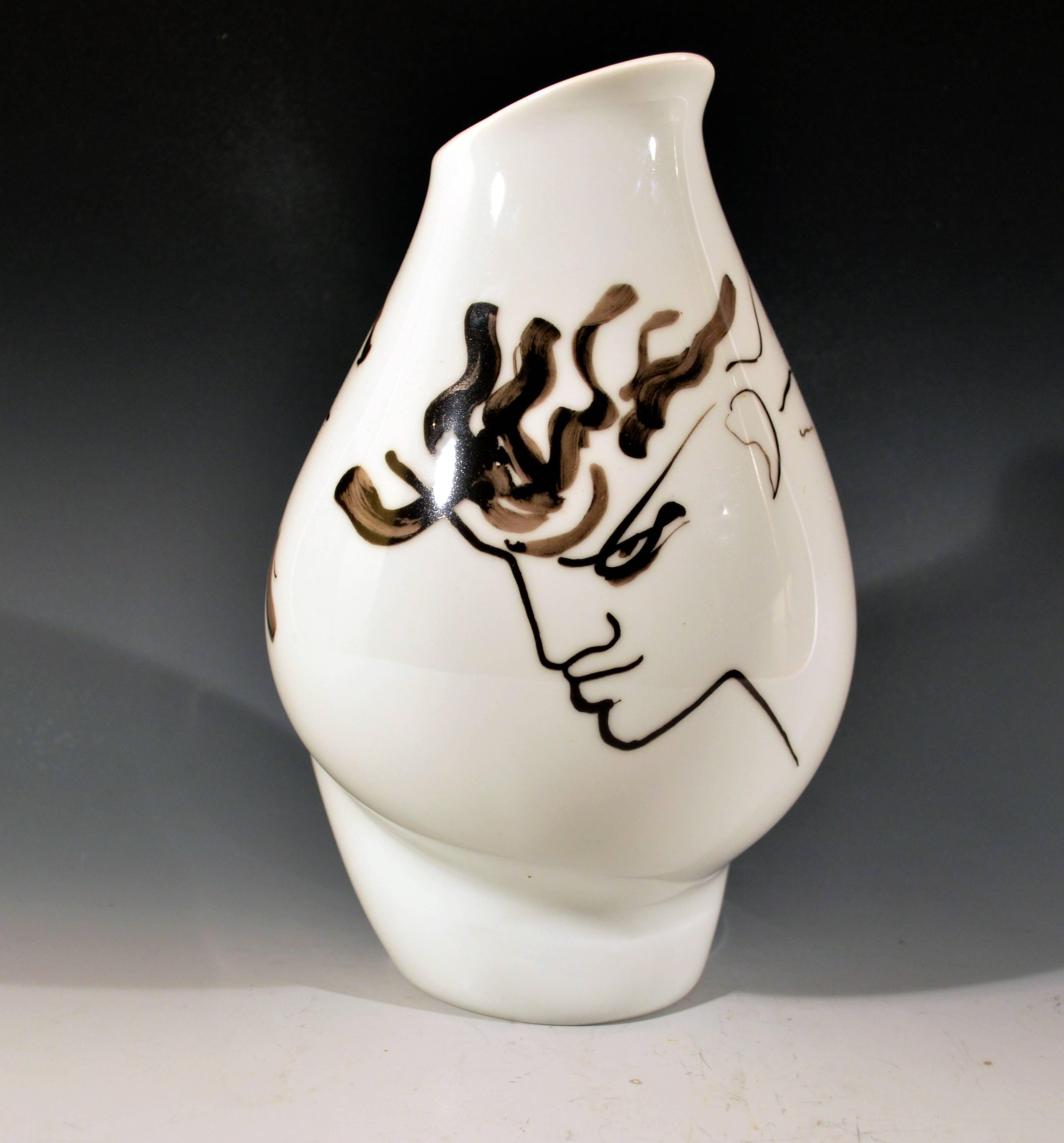 Vintage Jean Cocteau Porcelain Vase by Rosenthal, Têtes Vase at 1stDibs