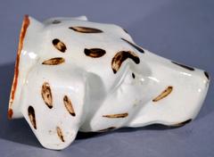 Primitive English Creamware Stirrup Cup of a Hound