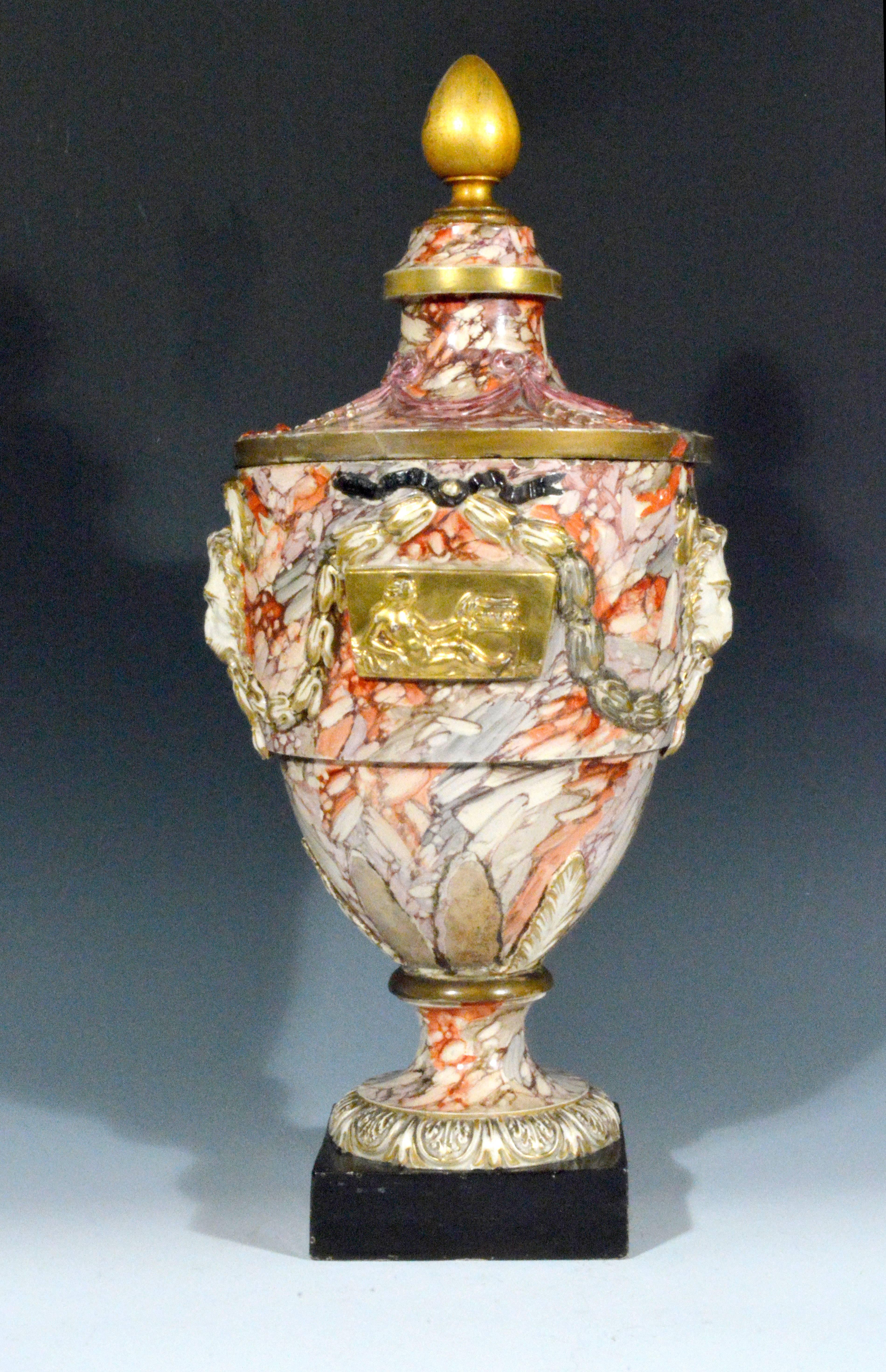 Neoclassical Continental Large Marbled Pottery Urn, Baltic Region
