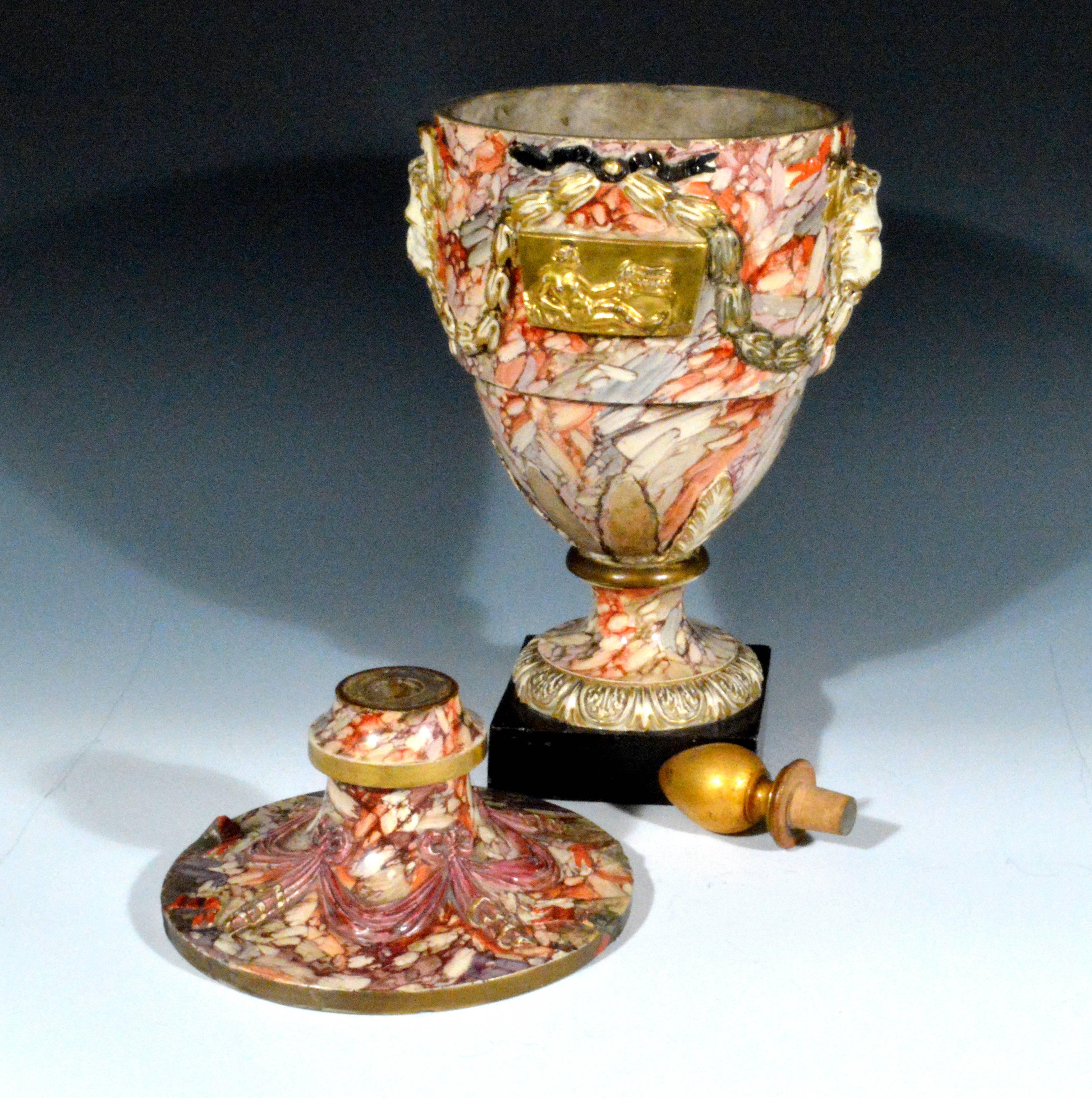 Continental Large Marbled Pottery Urn, Baltic Region In Good Condition In Downingtown, PA