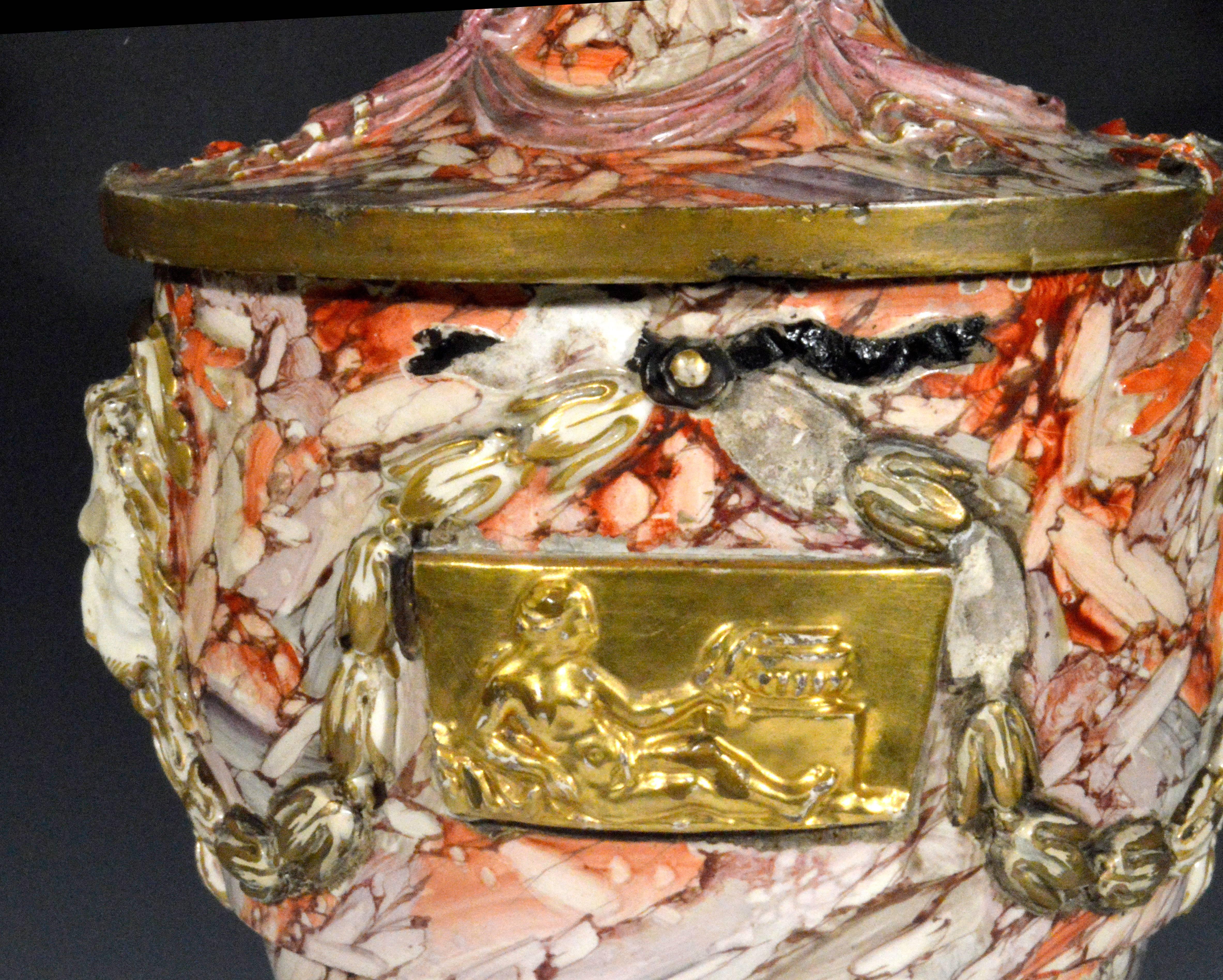 18th Century Continental Large Marbled Pottery Urn, Baltic Region