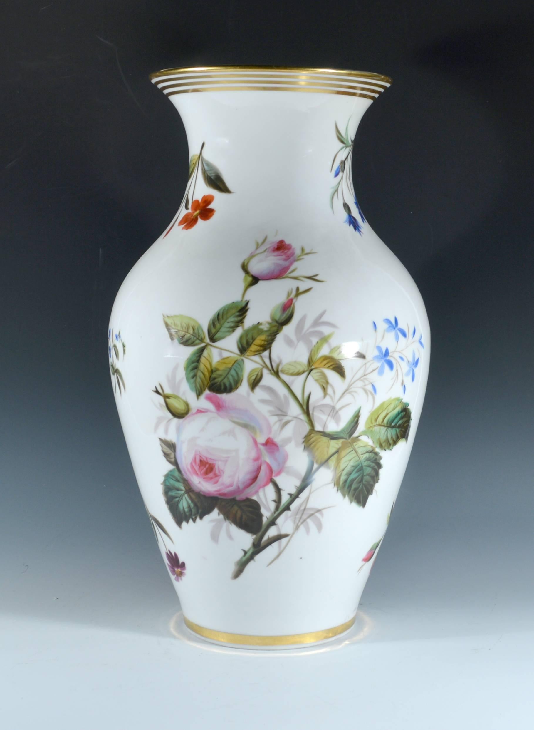 Paris Porcelain Botanical Vases, French, Mid-19th Century For Sale 1