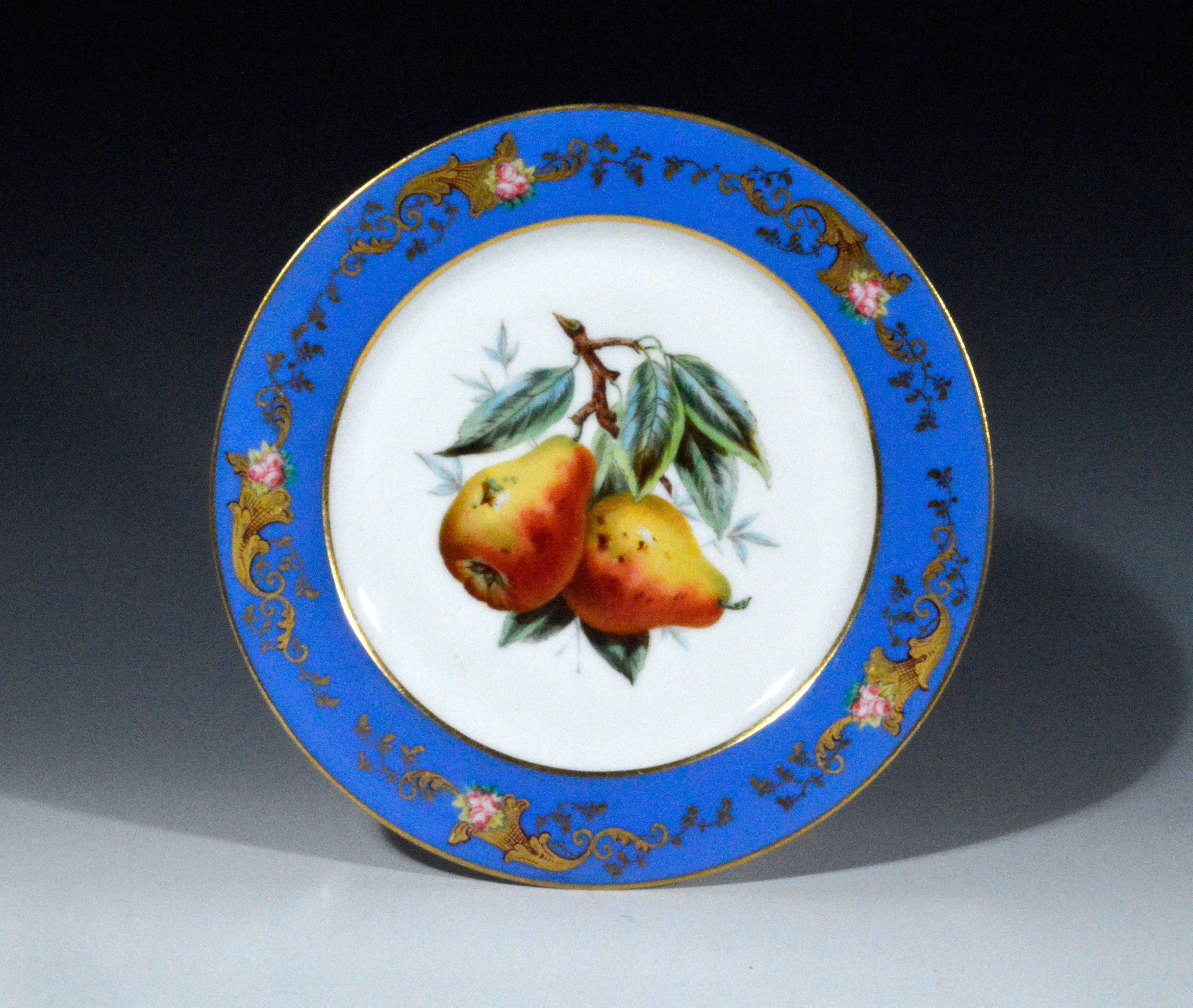 Paris Porcelain Set of Six Botanical and Fruit-Decorated Plates In Good Condition In Downingtown, PA