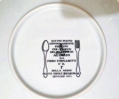 Piero Fornasetti Recipe Plate Piatti Tipici #1, Gnocchi Al Pomodoro, 1971