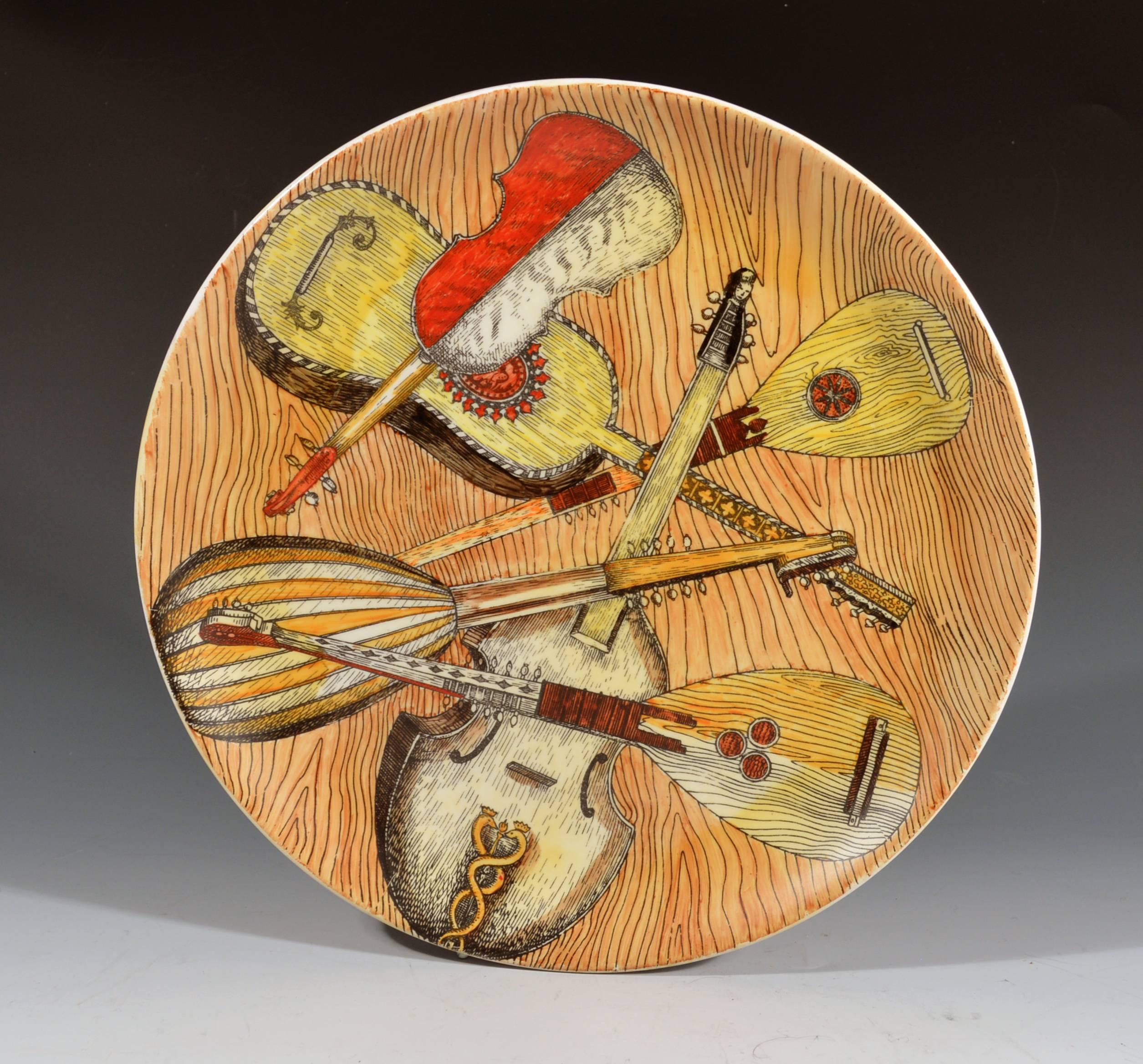 Italian Piero Fornasetti Strumenti Musicali Ceramic Plates, Set of Six For Sale