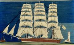 Folk Art Sailor's Woolwork or Woolie of a Clipper Ship