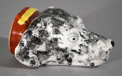 Pearlware Hound-head Stirrup Cup from early 19th Century.