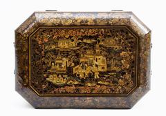 Chinese Export Lacquer Large Box, Canton, circa 1850