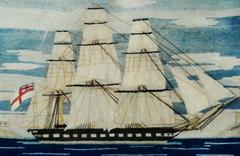 British Sailor's Woolie Woolwork of a Royal Navy Ship, circa 1865-1875